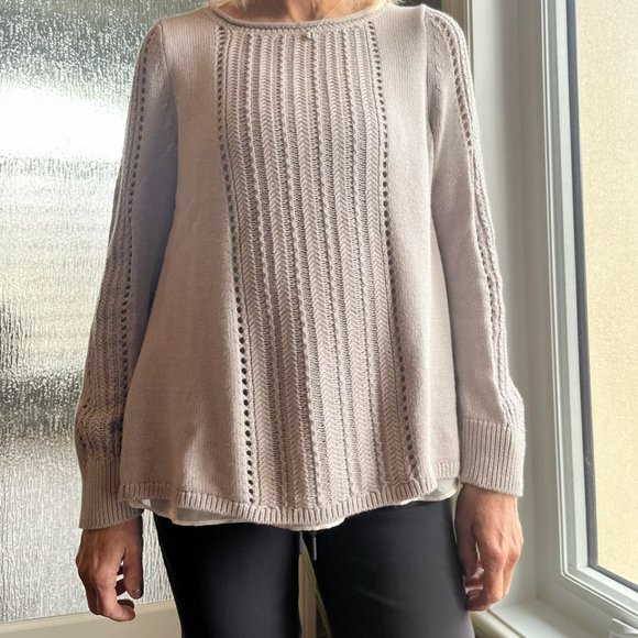Lucky Brand Grey Sweater w/ Peekaboo Back with Sheer Accent at Hem and Back SM - Picture 1 of 6